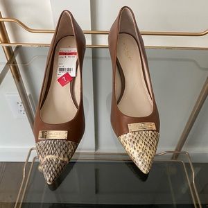 Snakeskin and Brown Leather Coach Heels